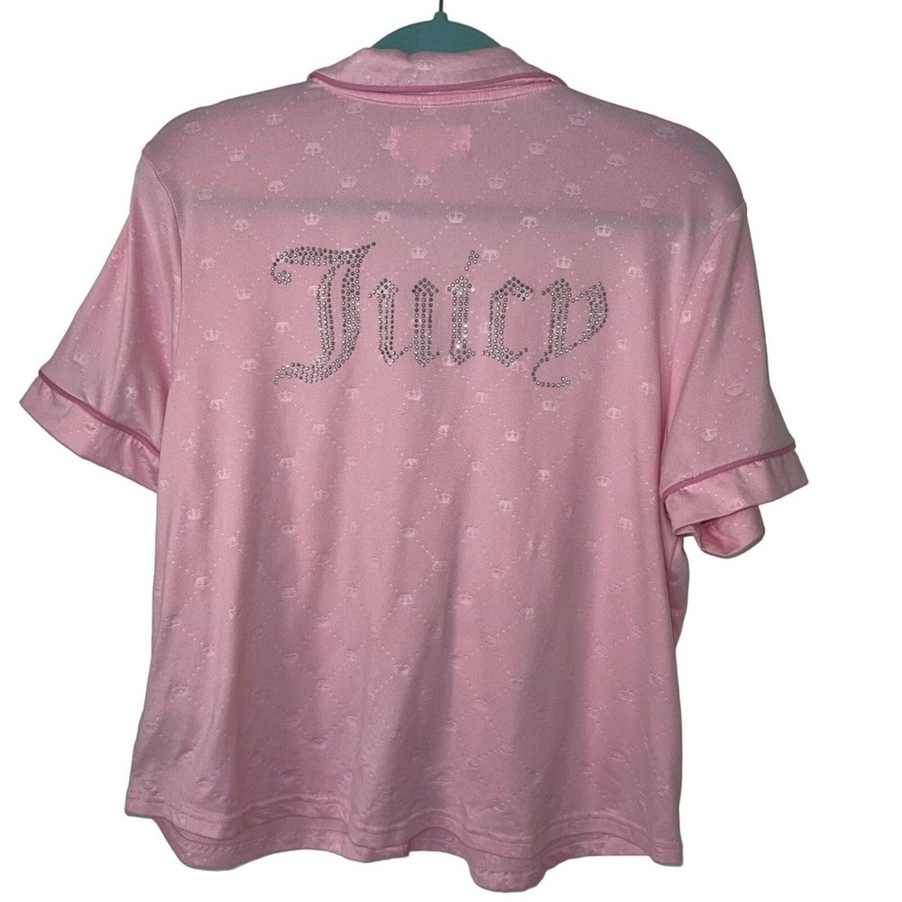 Juicy Couture Pink Rhinestone Short Sleeve Sleep Top - Large